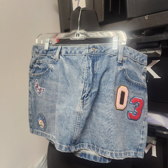 wild Fable denim patchwork mini skirt 18 nwot Academia College 3/$25 - Picture 2 of 13